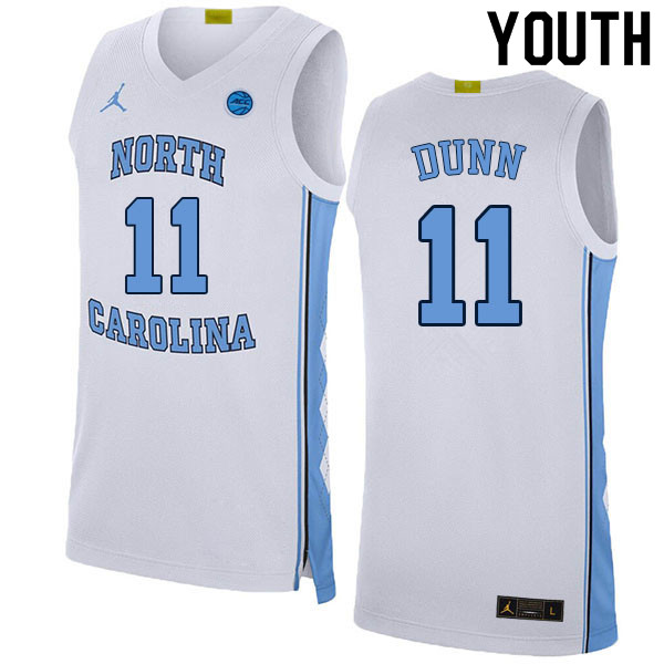 Youth #11 D'Marco Dunn North Carolina Tar Heels College Basketball Jerseys Sale-White